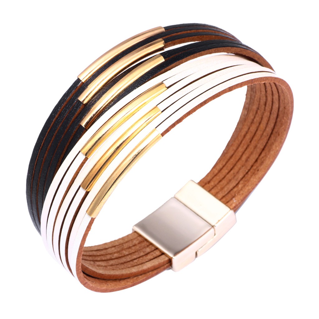 thumbnail image 2 of Wrap brazalete de cuero magnético hecho a mano pulsera trenzada capa de cierre pulseras puño, 2 of 2